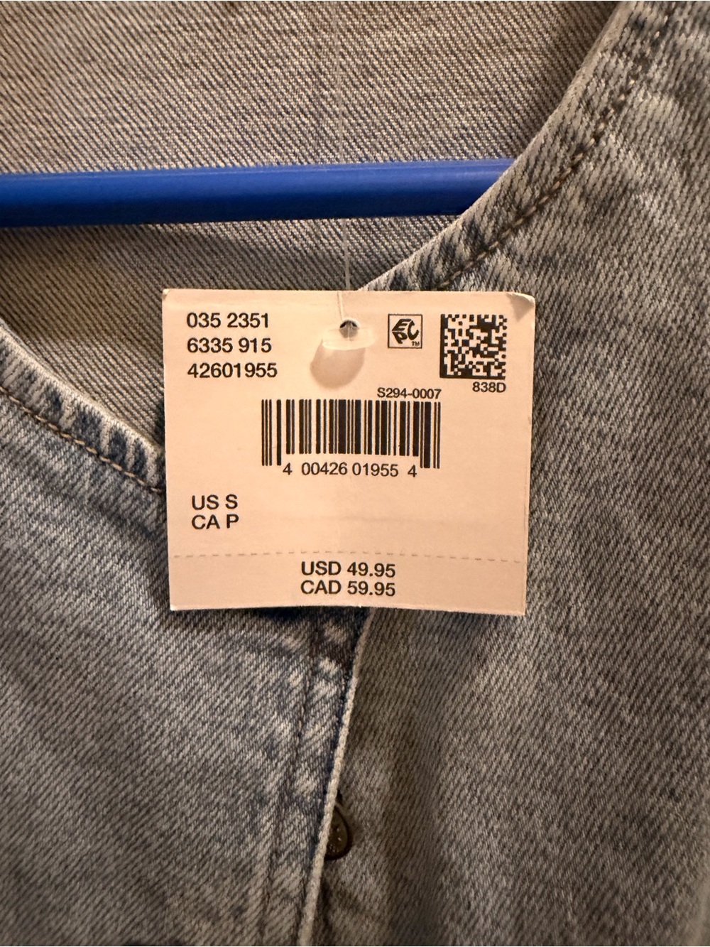 🌵AE American Eagle Outfitters Crew Neck Button-Up Denim Vest - Picture 6 of 7